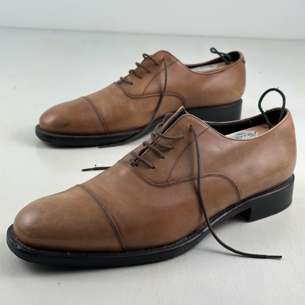 BRUNO MAGLI Whiskey Domasco Cap Toe Shoes Men 9.5 M Tan Beige Leather Sole Italy